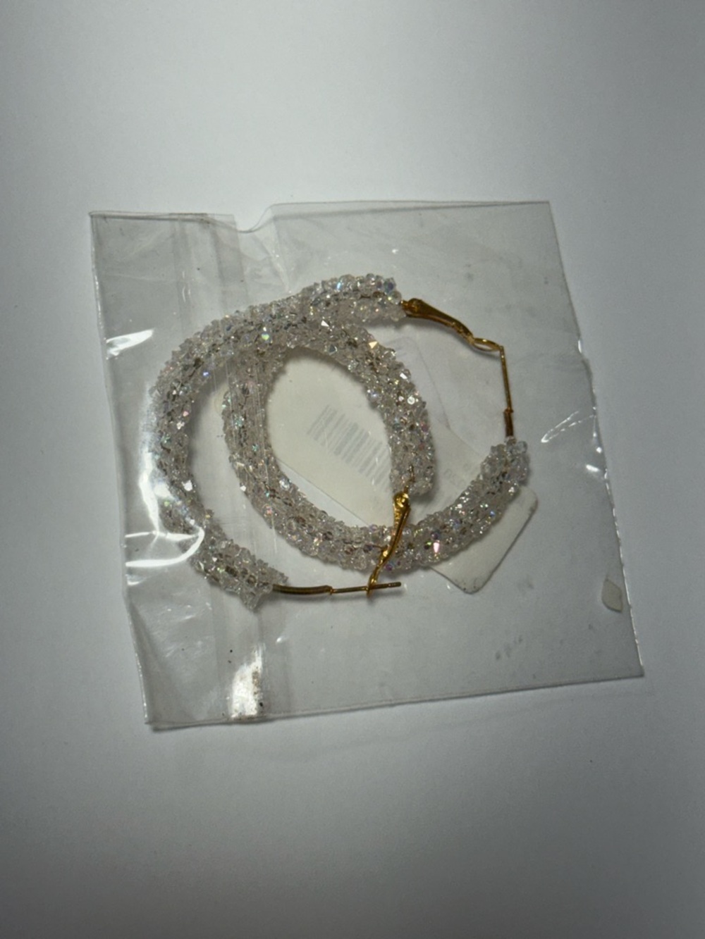 Iridescent Crystal Beaded Hoop Earrings